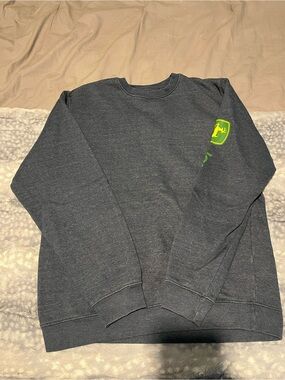 John Deere Dark Gray Crewneck Sweatshirt with Bright Green Logo